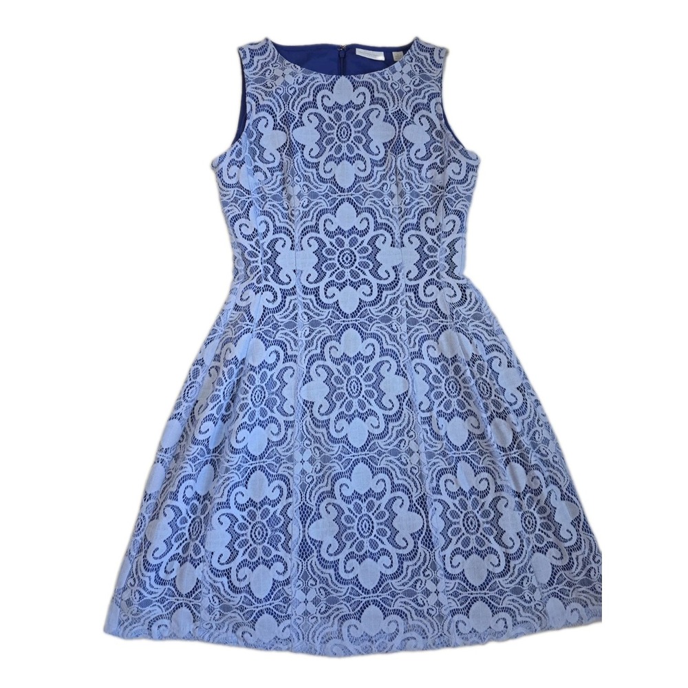 New York & Company Women Dress 0/(S) Periwinkle Blue Lace Stretch‎ Sleeveless